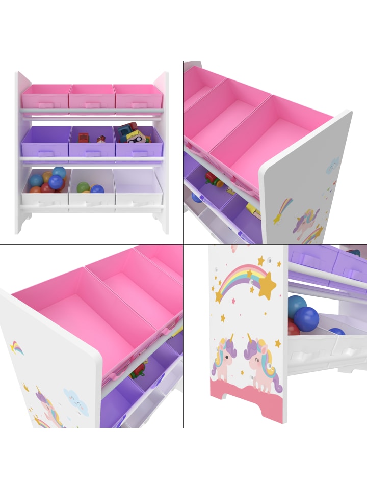 en.casa Kinderregal Boiro in Lila Rosa (H)59.5cm (B)62cm (T)29.5cm günstig kaufen onesize