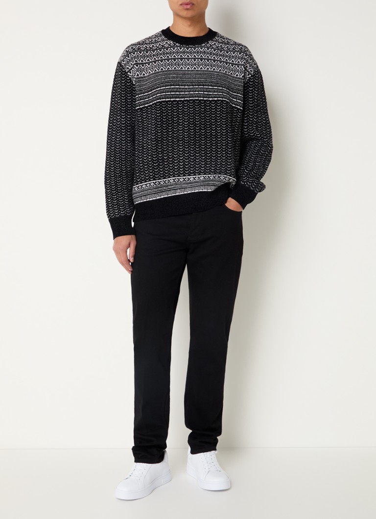 Gruby sweter Armani Exchange, z mieszanki wełny, ze wzorem dzianiny.