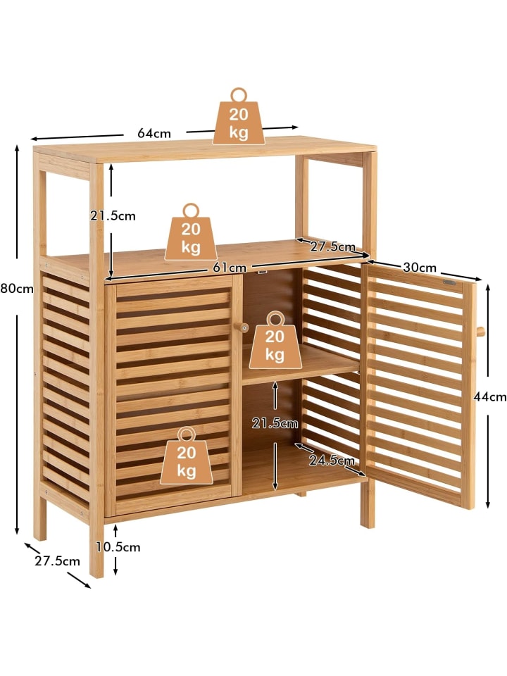 COSTWAY Badezimmerschrank Bambus in Hellbraun günstig kaufen onesize