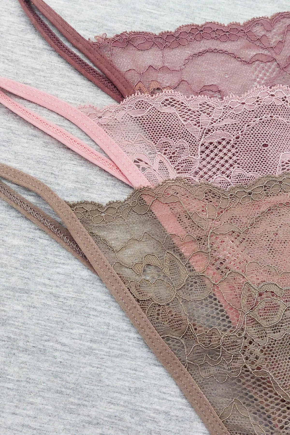 Sensu  Damen-Tanga mit Kordelzug und Spitze, 5-teiliges Höschen-Set, gemischte Farben, KTS3062