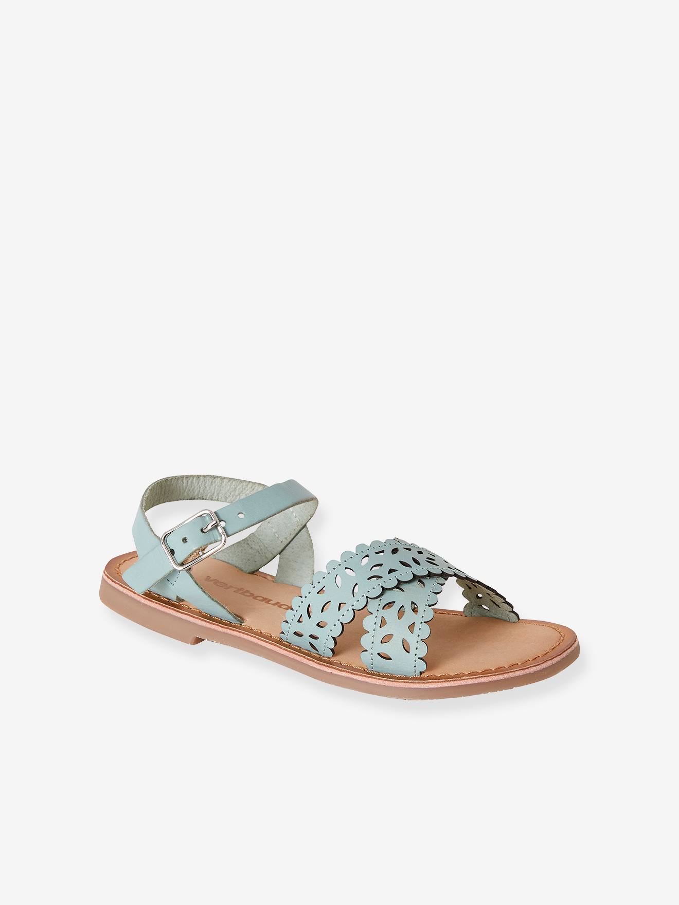 Vertbaudet Mädchen Sandalen, pflanzlich gegerbtes Leder - aqua