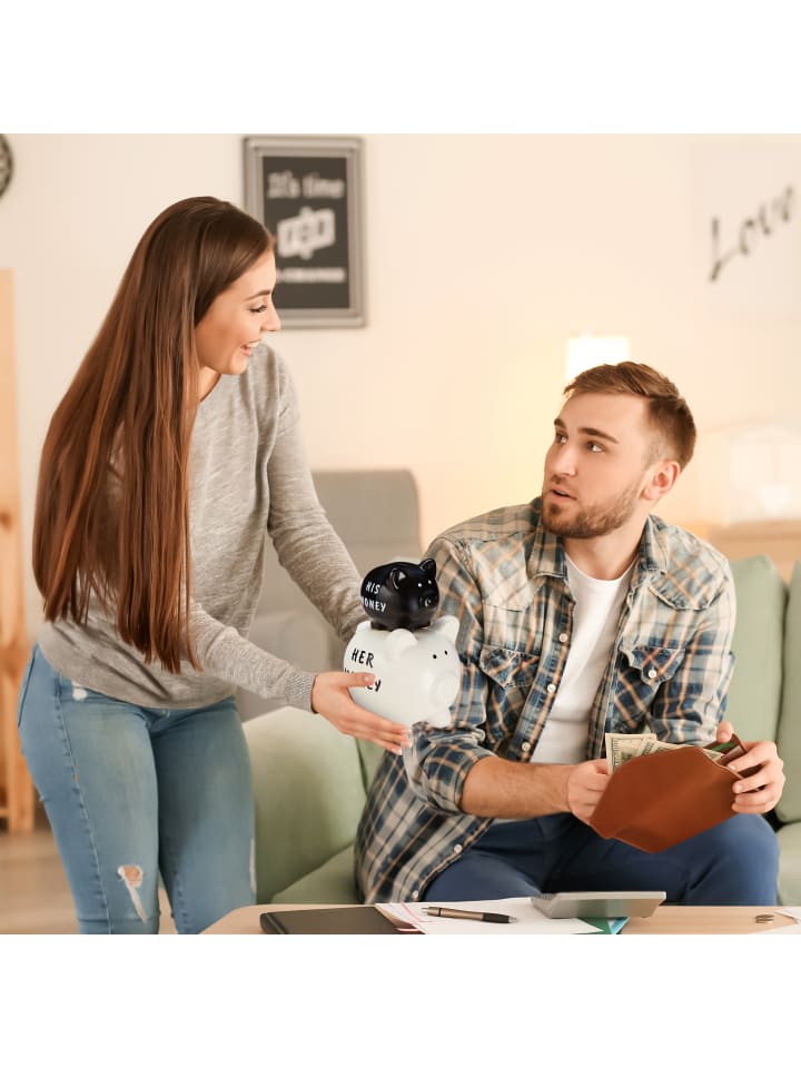 relaxdays Sparschwein in Schwarz/Weiß günstig kaufen onesize