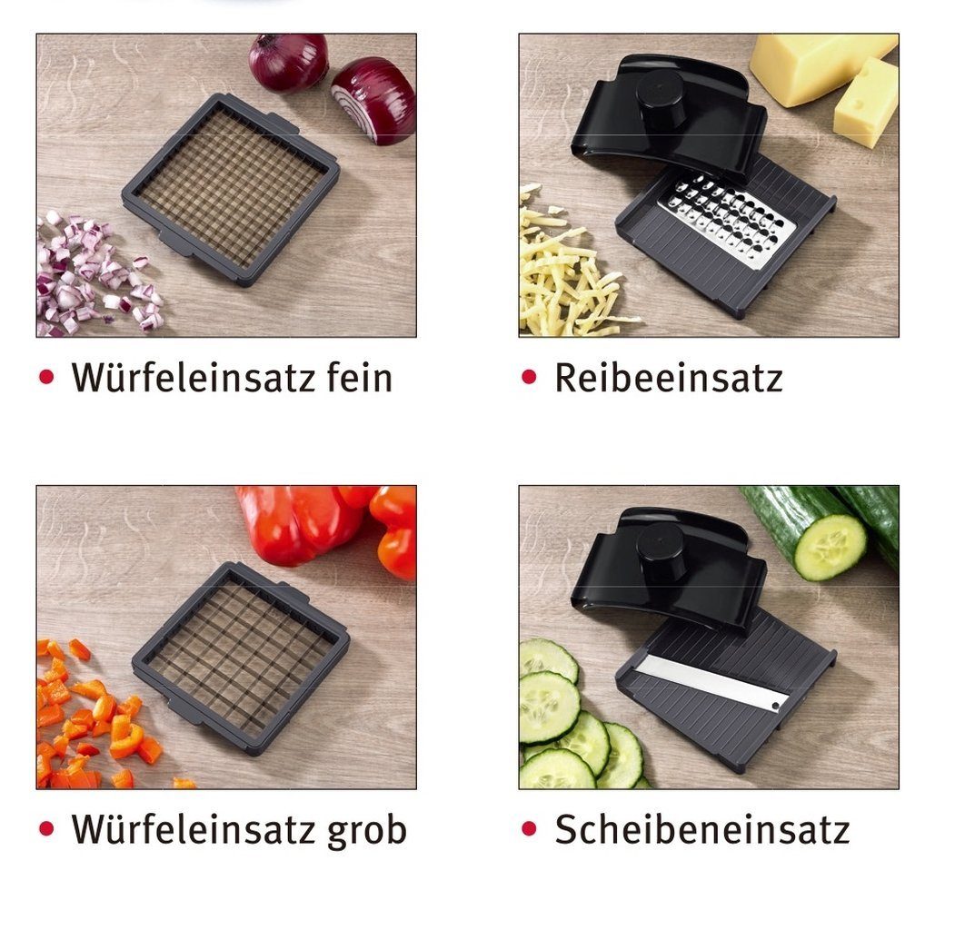 Cheffinger Gemüsehobel Zerkleinerer Multischneider Gemüseschneider Küchenreibe Set, Kunststoff, Edelstahl