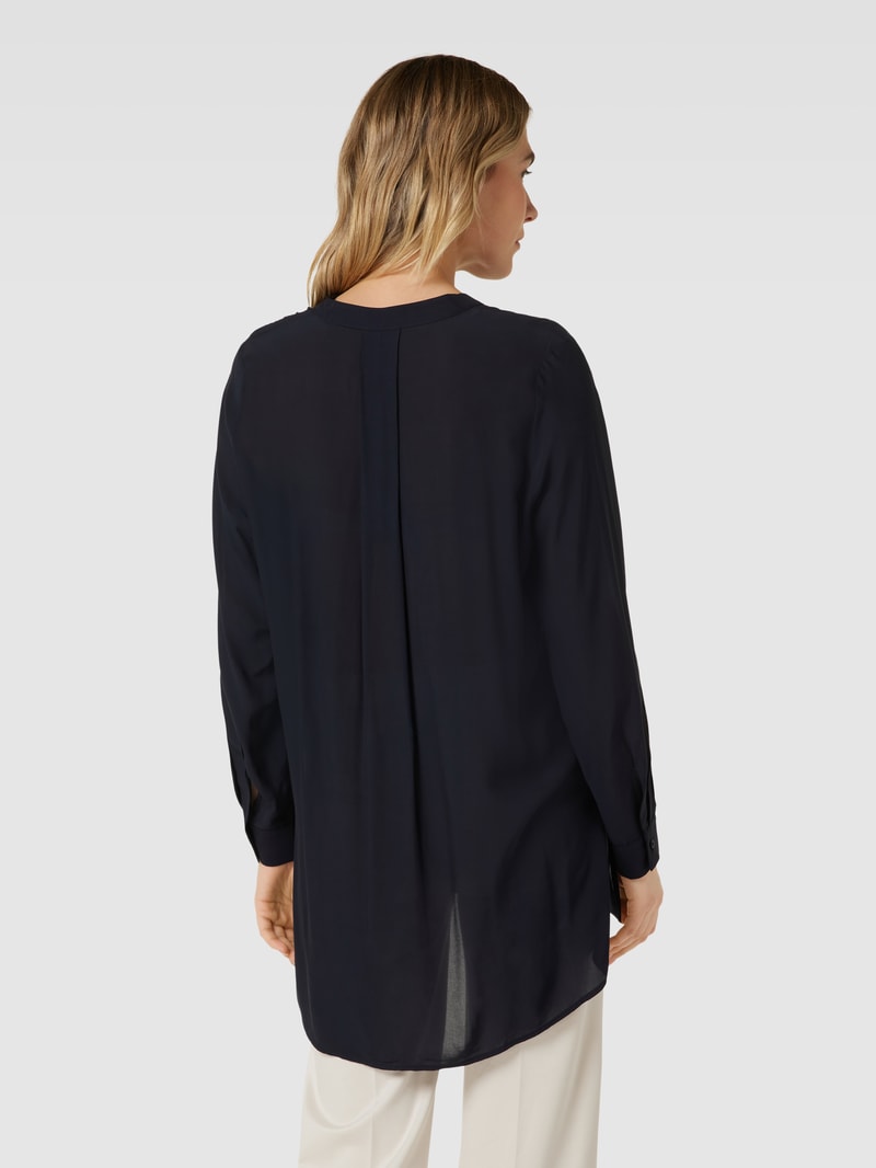 Bluse mit Tunikakragen Modell 'Facura' in marineblau