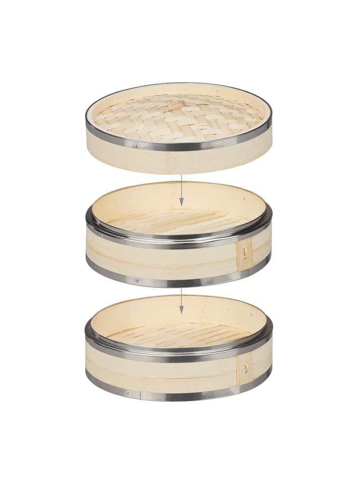 relaxdays Bambus-Dampfgarer in Natur - (H)15,5 x Ø 25,5 cm günstig kaufen onesize