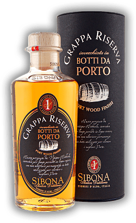 Sibona Grappa Riserva Botti da Porto Sibona Grappa Riserva Botti da Porto Sehr spezieller Grappa mit Portwein-Note. 0,5	 Liter - Vol 40%