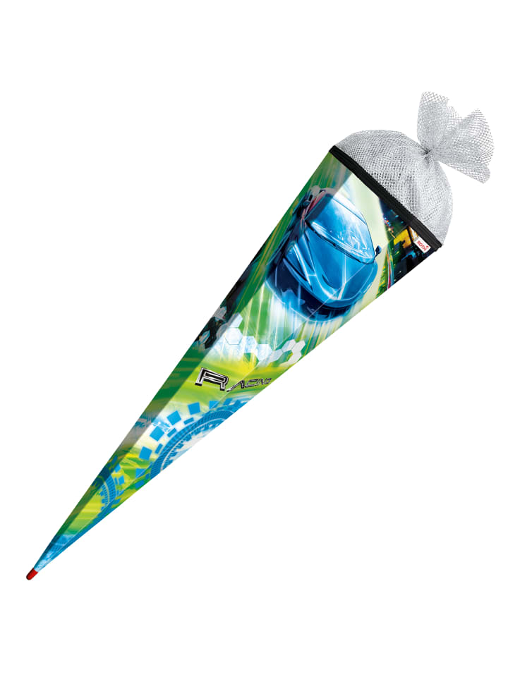 ROTH Schultüte groß Racing 85 cm, Silbertüll in Hellblau günstig kaufen onesize