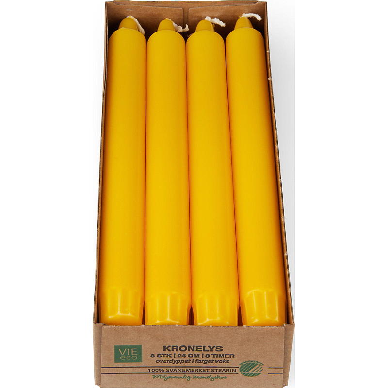 Vie Eco Kronelys 8-pk 24 cm eco gul