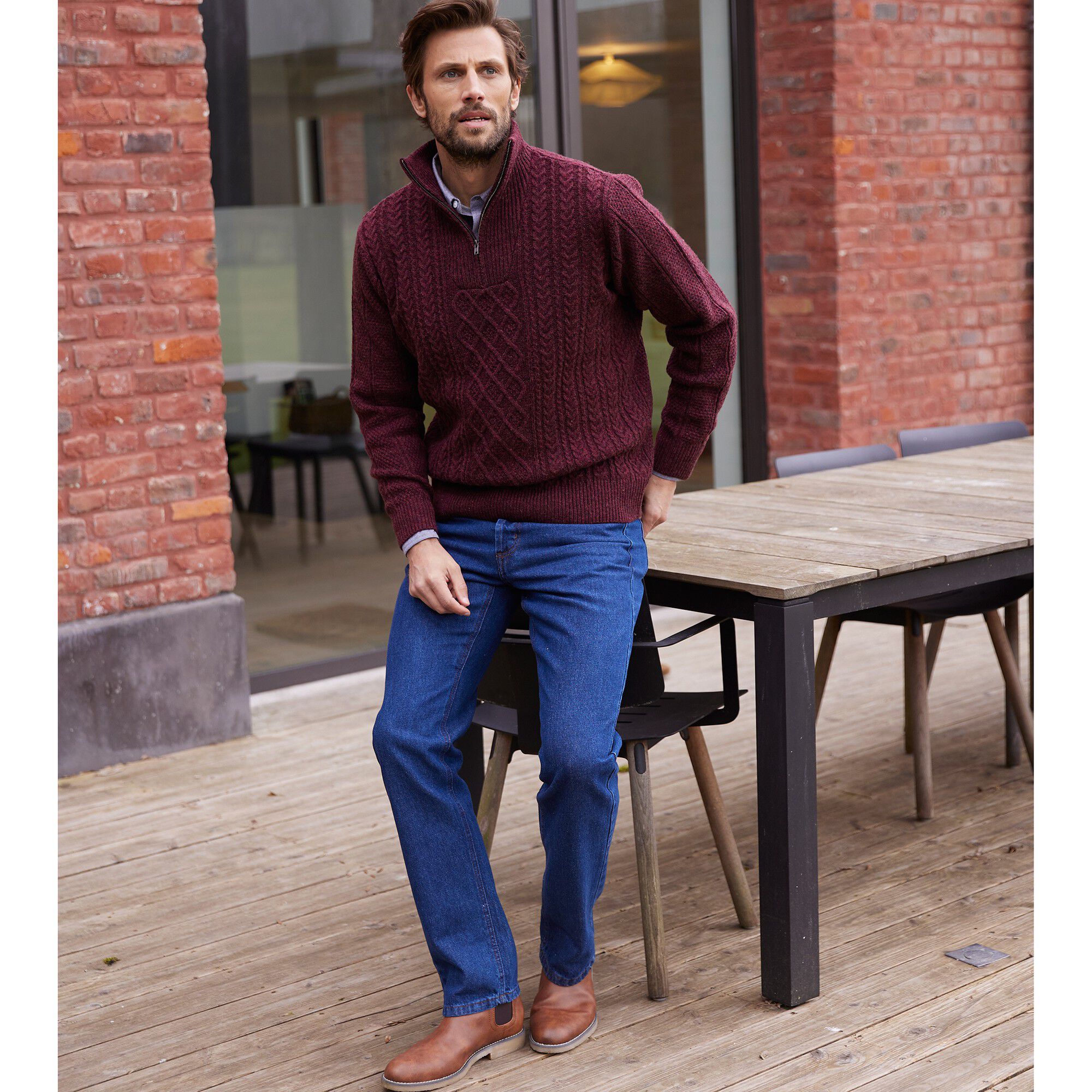 Pull col camionneur maille irlandaise