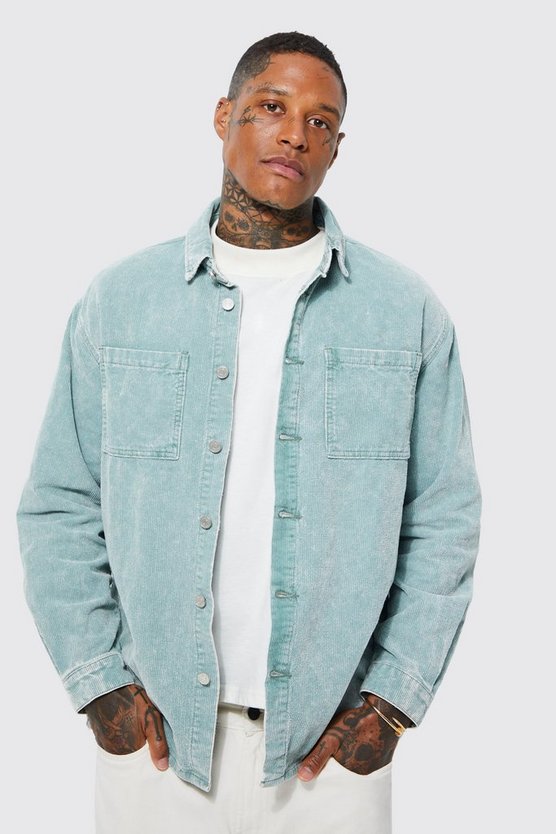 Cord-Overshirt mit Acid-Waschung