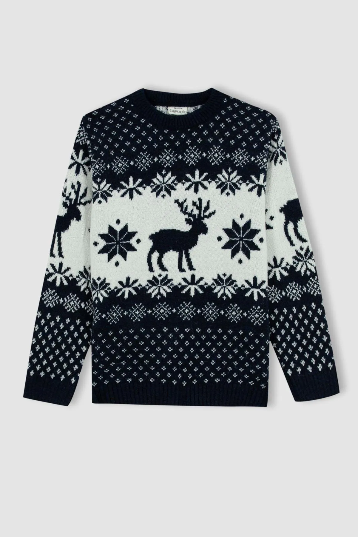 DeFacto  Jungenpullover mit Rundhalsausschnitt und Neujahrsmotiv