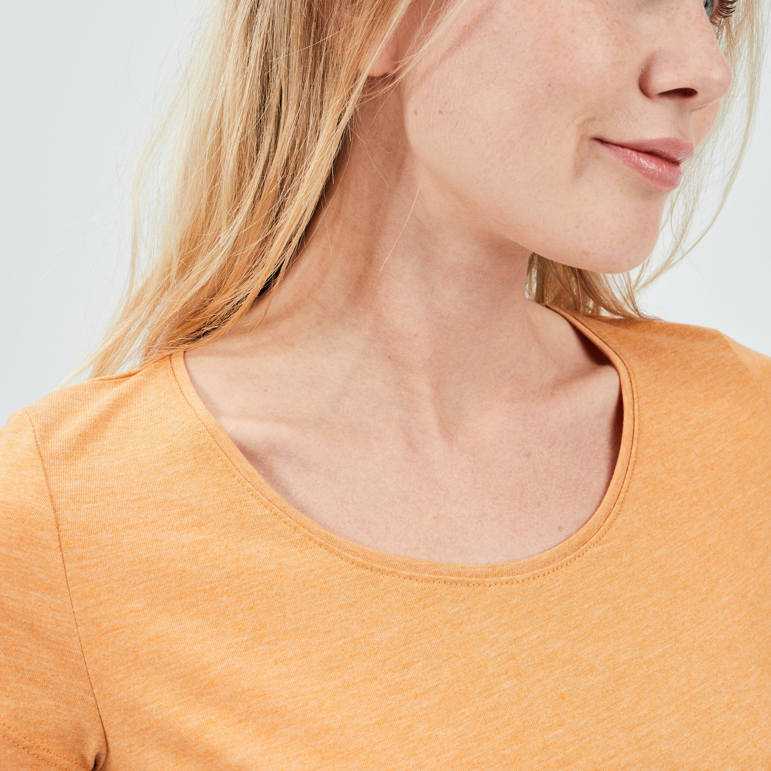T-shirt manches courtes coton biologique jaune moutarde femme | La Halle