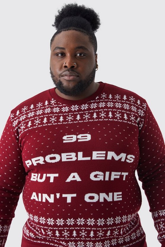 Plus Weihnachtspullover mit 99 Problems Print
