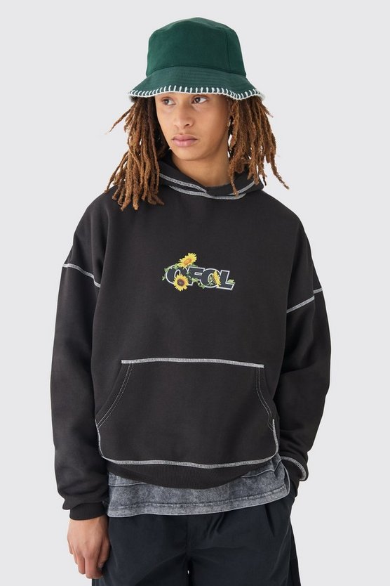 Kastiger Oversize Hoodie mit Print