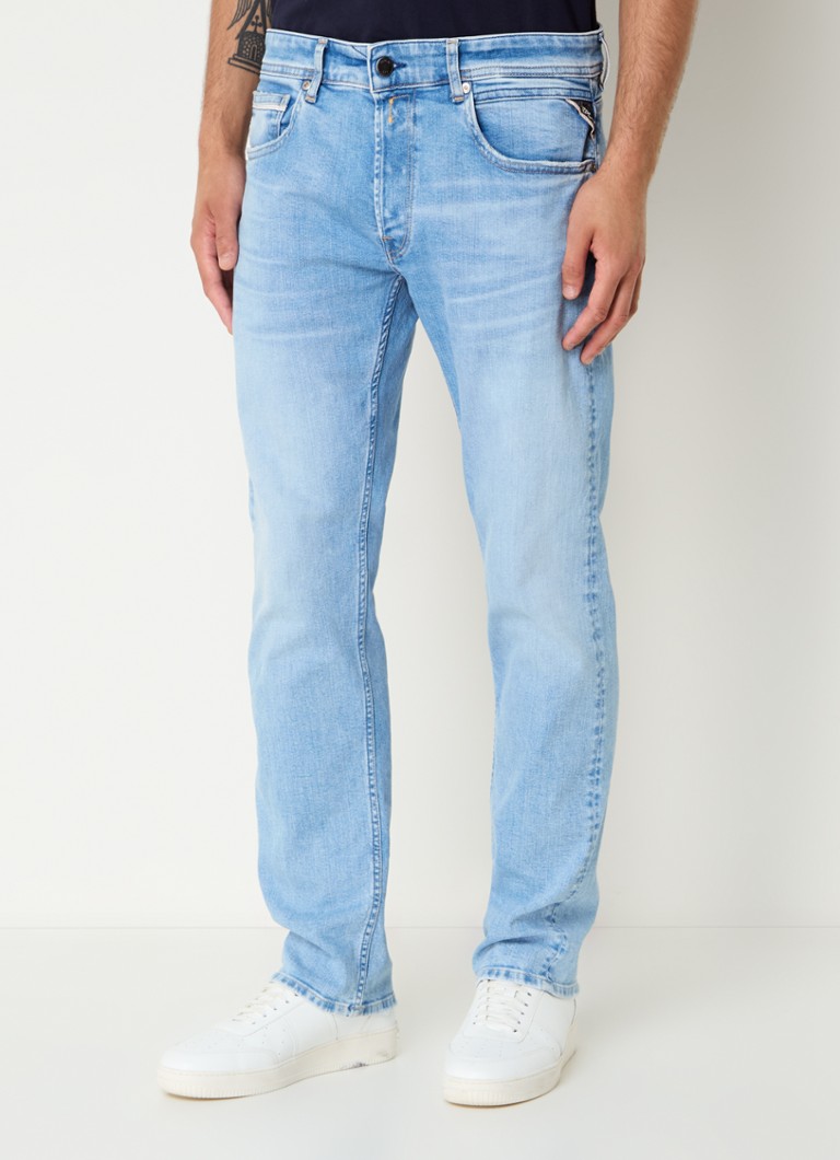 Calça jeans Replay Grover de corte reto com lavagem clara