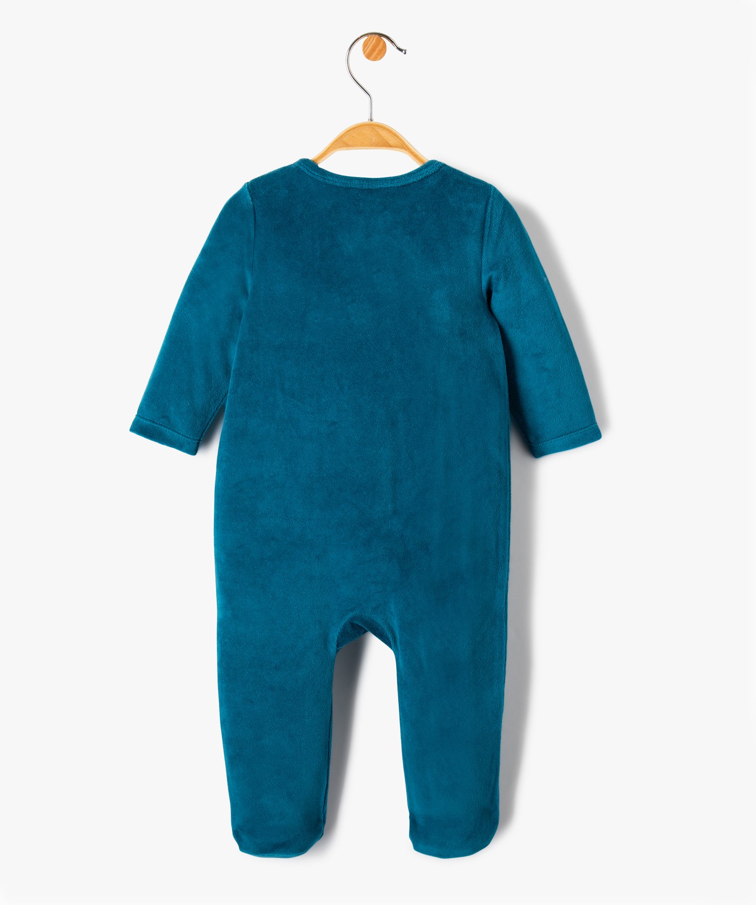 Pyjama bébé en velours avec ouverture devant et message br... bleu | GEMO