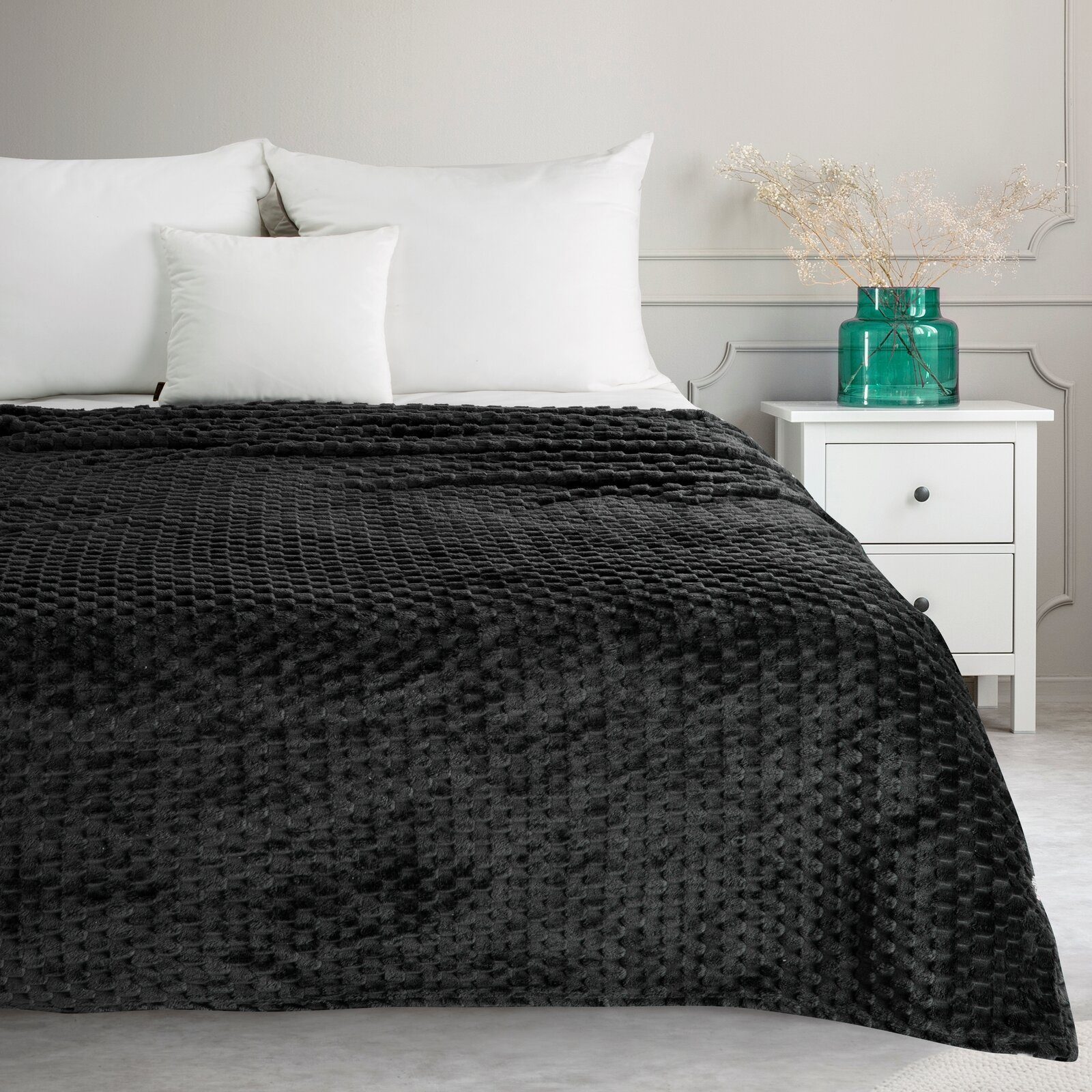 Wohndecke CINDY/6, Design91, Tolle Struktur, Waffelmuster, Weich, Karierte Decke, Karomuster