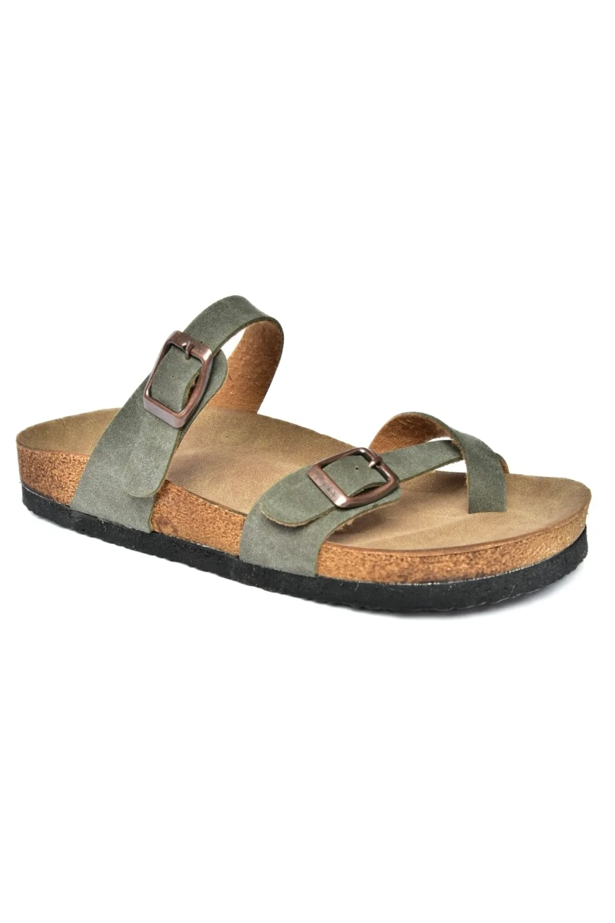 Fox Shoes  Grüne Wildleder-Flip-Flops für Damen K777613402