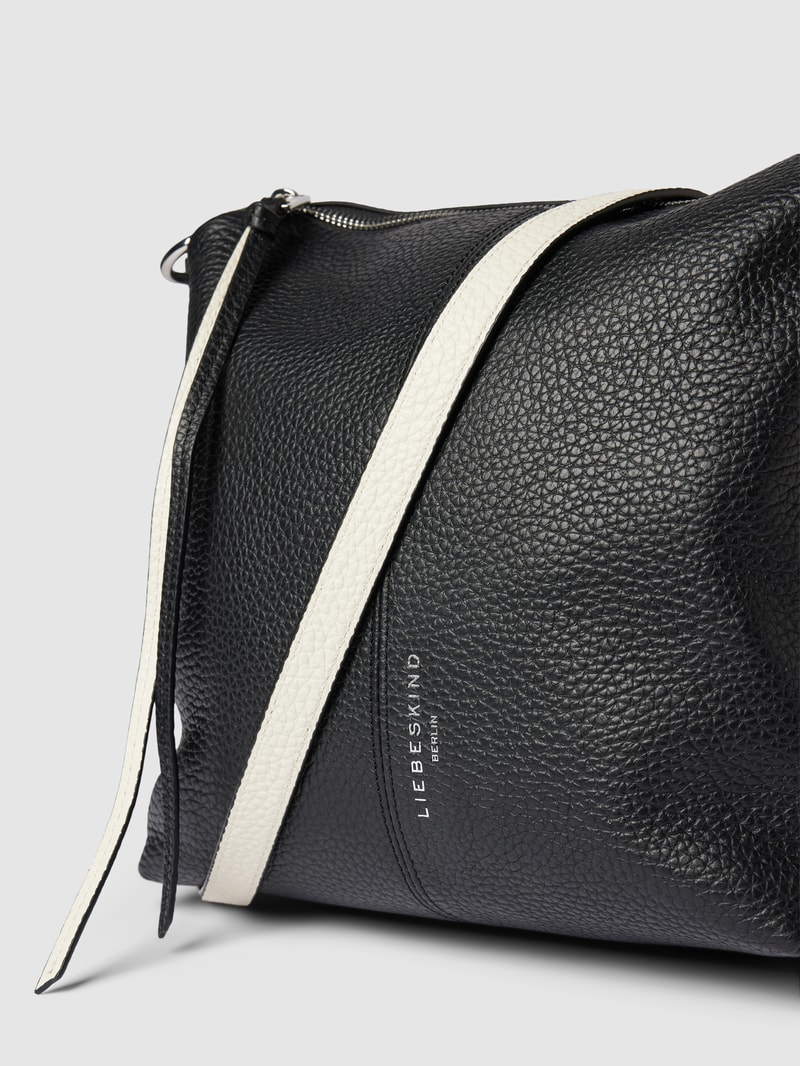 Hobo Bag aus Leder mit Label-Detail Modell 'AISSA' in schwarz