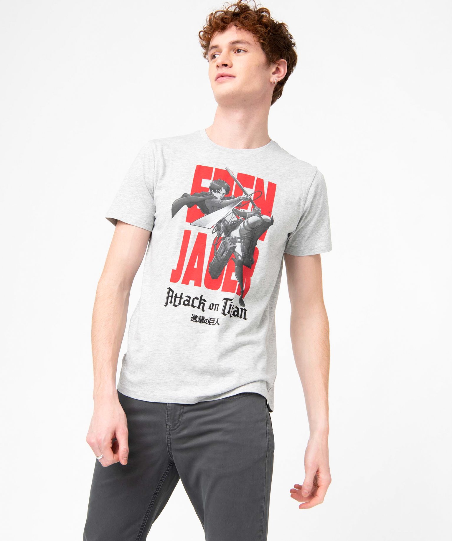 Tee-shirt homme à manches courtes imprimé - L'Attaque des ... gris | GEMO