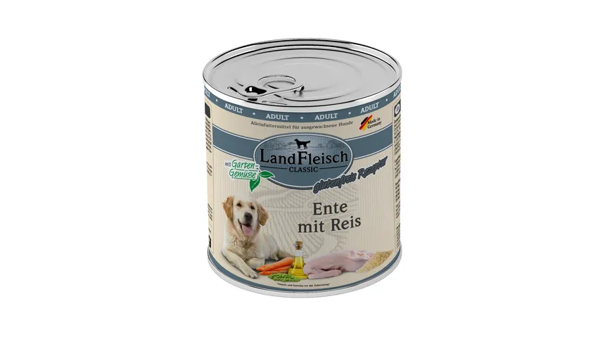 LandFleisch Classic Hundenassfutter Ente mit Reis mit Gartengemüse 800 g