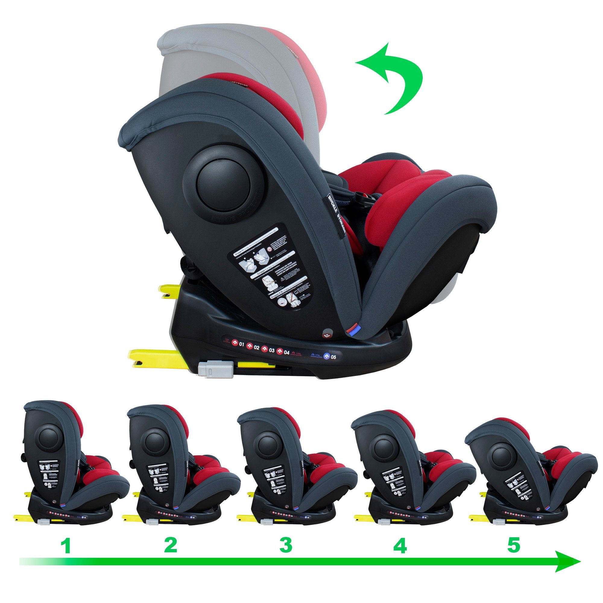 XOMAX Autokindersitz Cora, bis: 12, ab: 0 kg, bis: 36 kg, (Cora), mit 5-Punkt-Gurt und 3-Punkt-Gurt, Isofix Gruppe 0/1/2/3 ECE R44/04