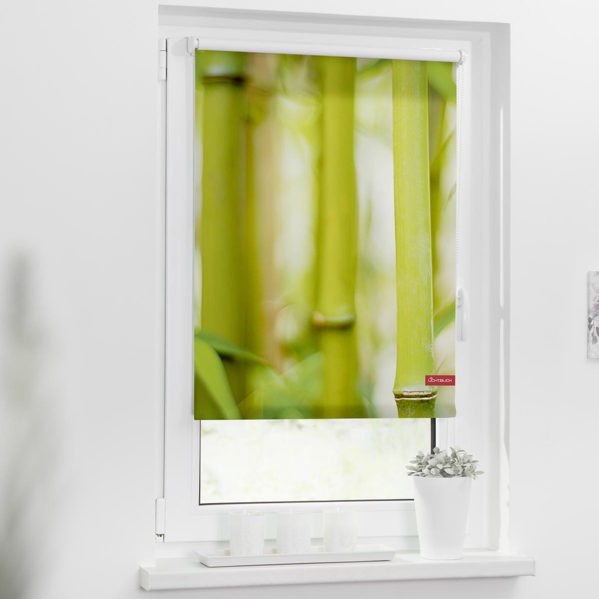 Lichtblick Rollo Klemmfix, ohne Bohren, blickdicht, Bambus - Grün, 120 x 150 cm (B x L)