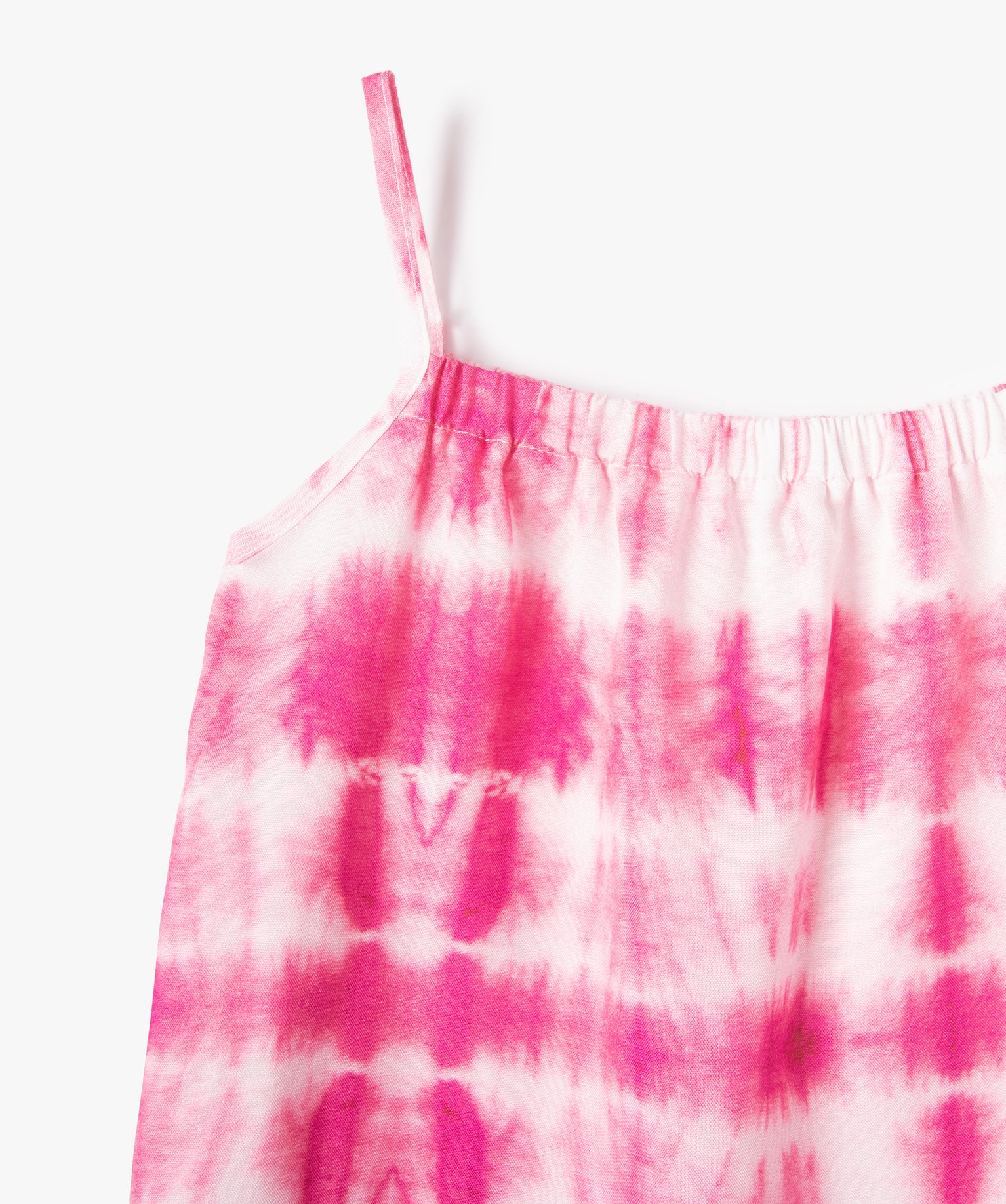 Robe fille à fines bretelles et imprimé tie-and-dye rose | GEMO