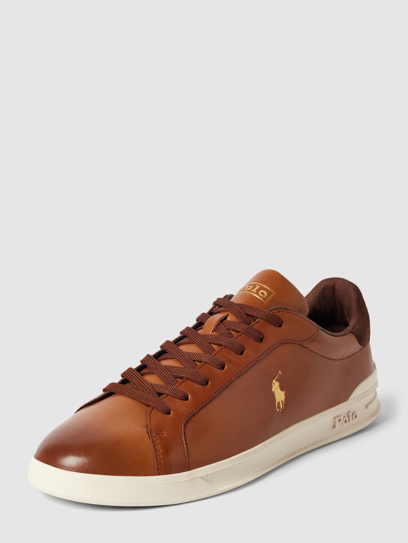 Sneaker mit Label-Details in cognac