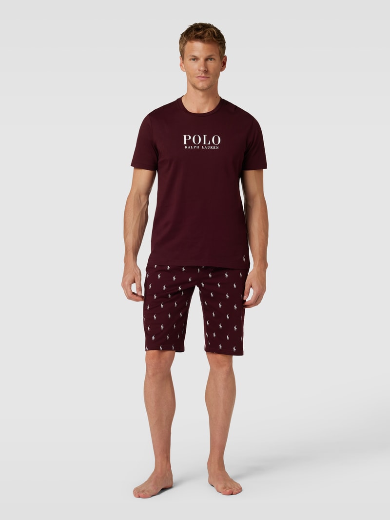 Slim Fit Sweatshorts mit Allover-Print Modell 'LIQUID in bordeaux rot