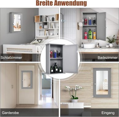 KOMFOTTEU Spiegelschrank mit Verstellbarer Ablage 34 x 15 x 53 cm