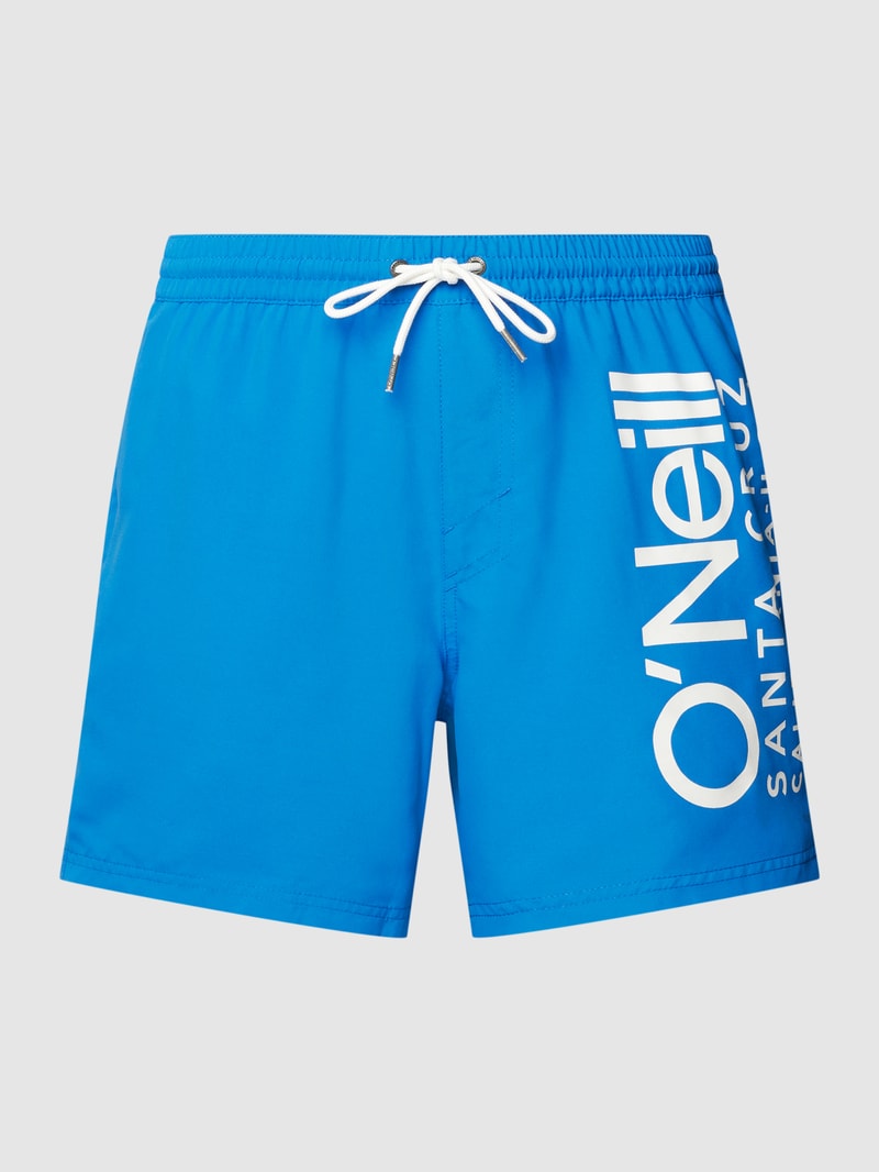 Badehose mit Label-Print Modell 'Original Cali' in royalblau