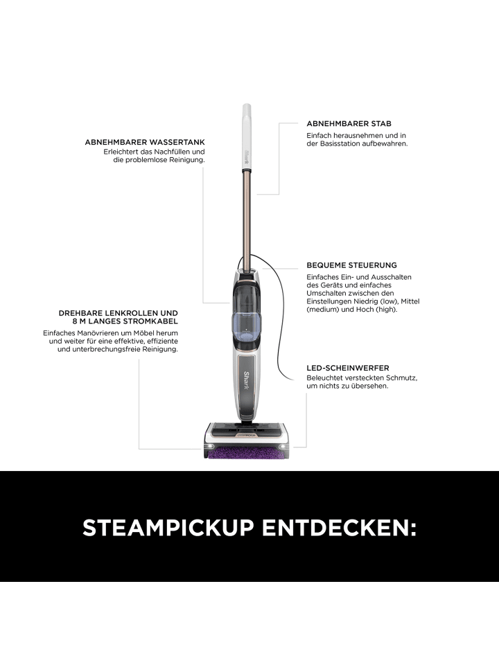 Shark Dampfreiniger SteamPickUp SD200EU in weiß günstig kaufen onesize