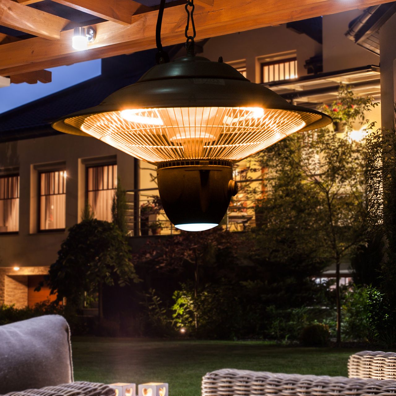 Outsunny Deckenheizstrahler 1500W mit LED inkl. Fernbedienung