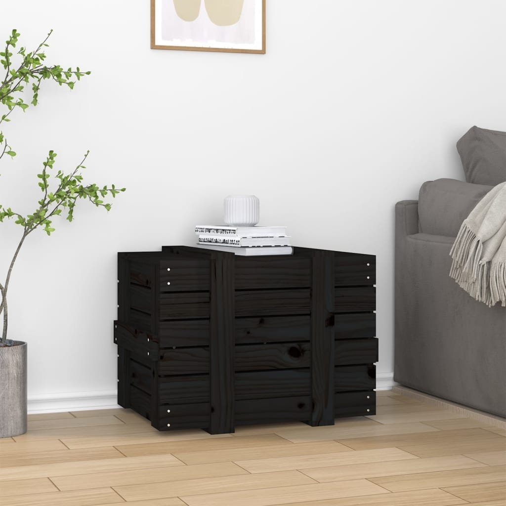 vidaXL Aufbewahrungsbox Truhe Schwarz 58x40,5x42 cm Massivholz Kiefer (1 St)