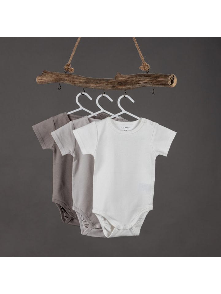 LaLoona Baby Body Kurzarm OEKO-TEX® 3er Pack - Natur - in beige günstig kaufen