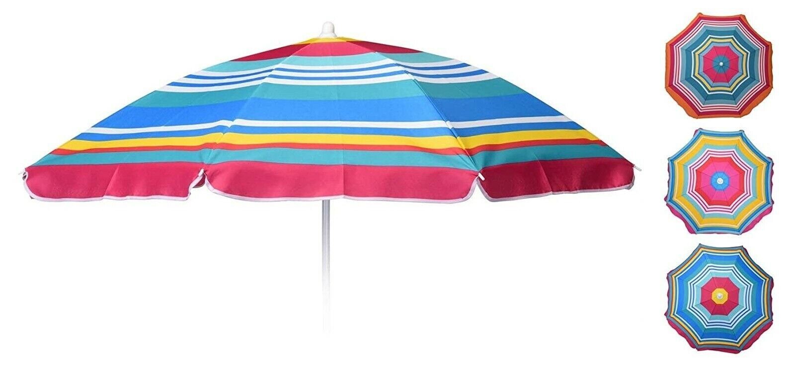 Meinposten Sonnenschirm Ø 140 cm Strandschirm Strand Balkonschirm Schirm bunt gestreift, abknickbar