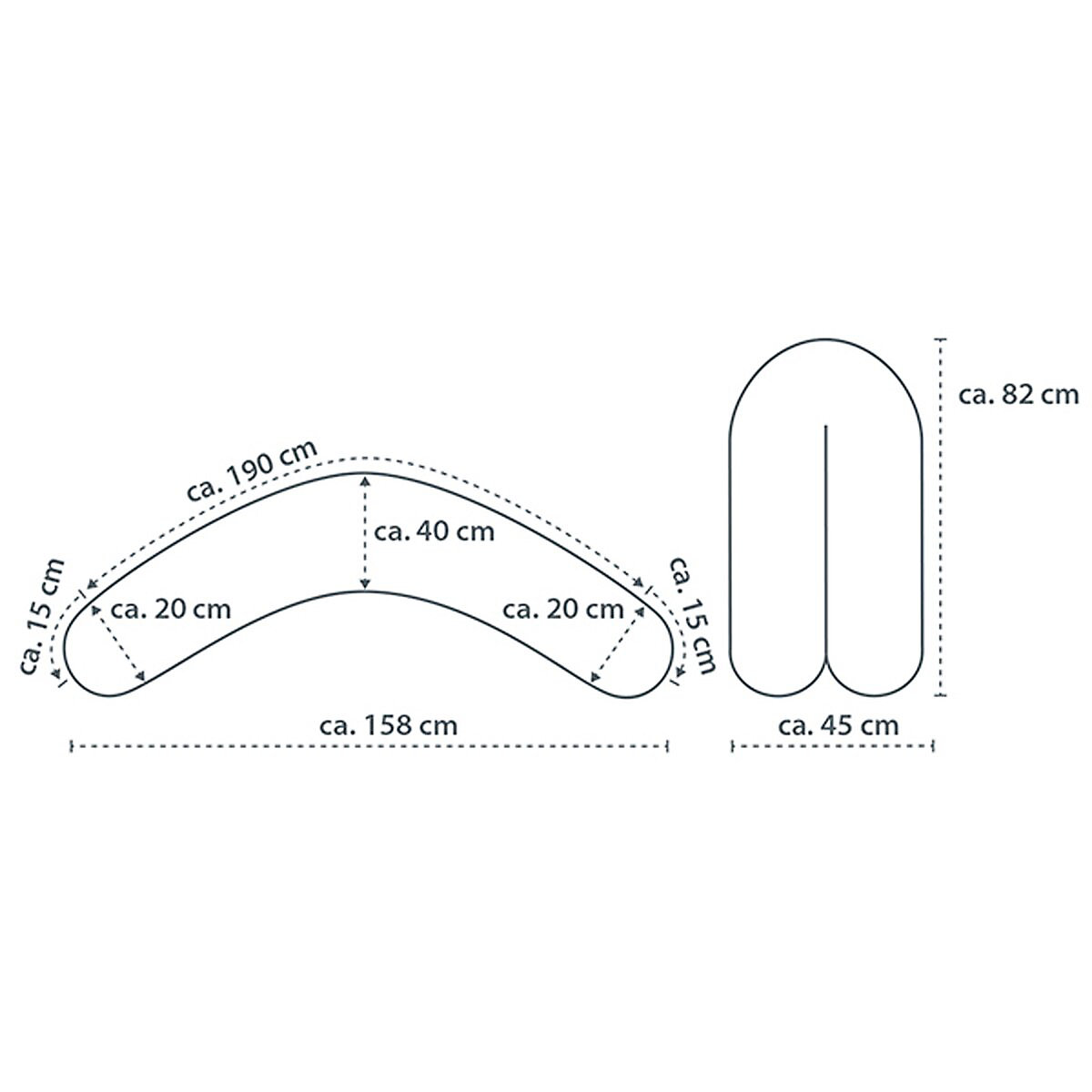 Stillkissen Musselin 190 cm