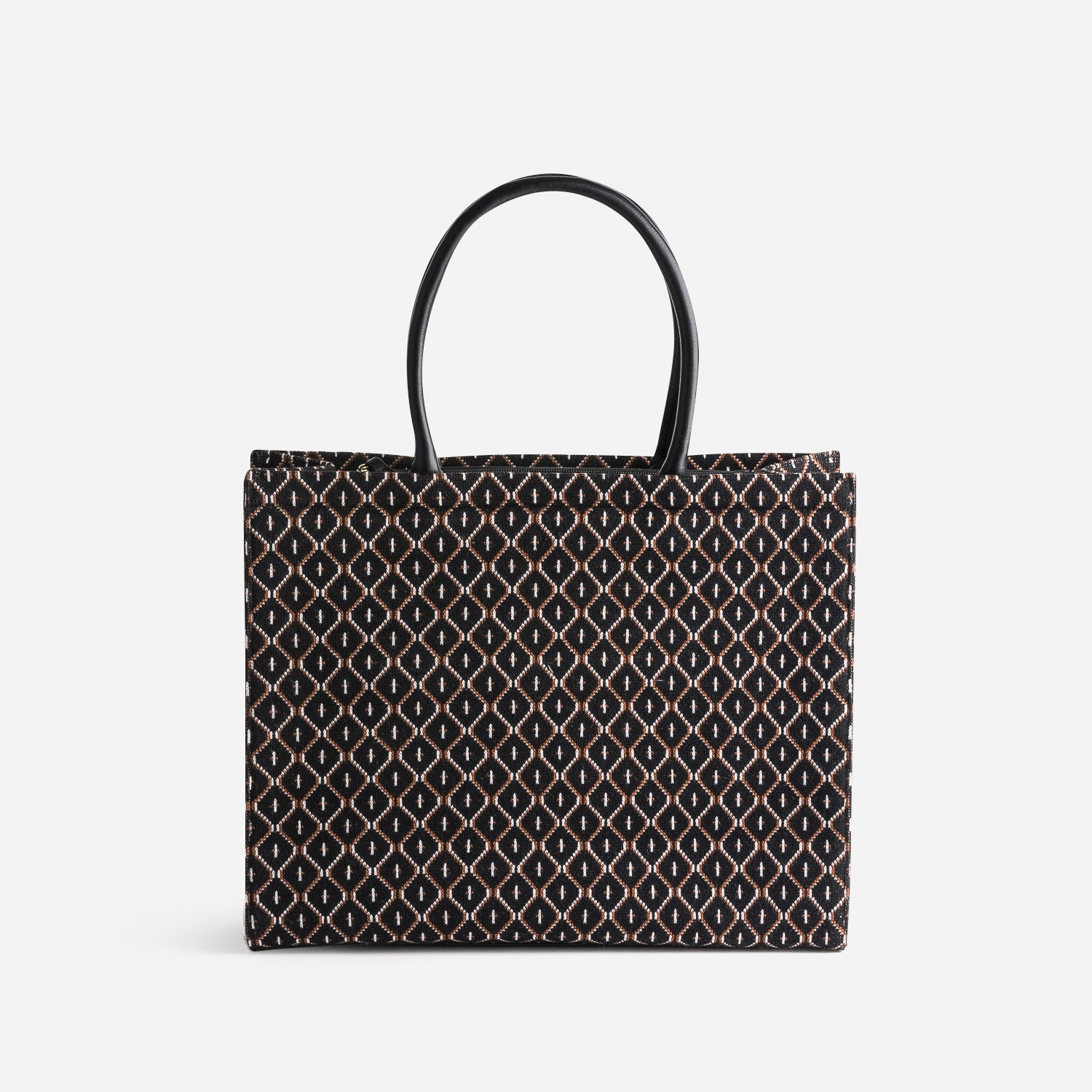 Sac cabas noir en textile à motif graphique