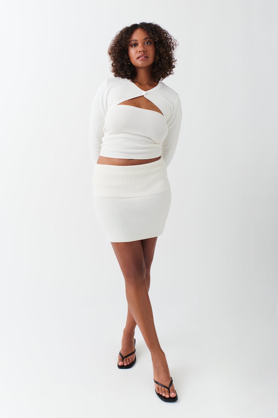 Knitted folded down skirt
