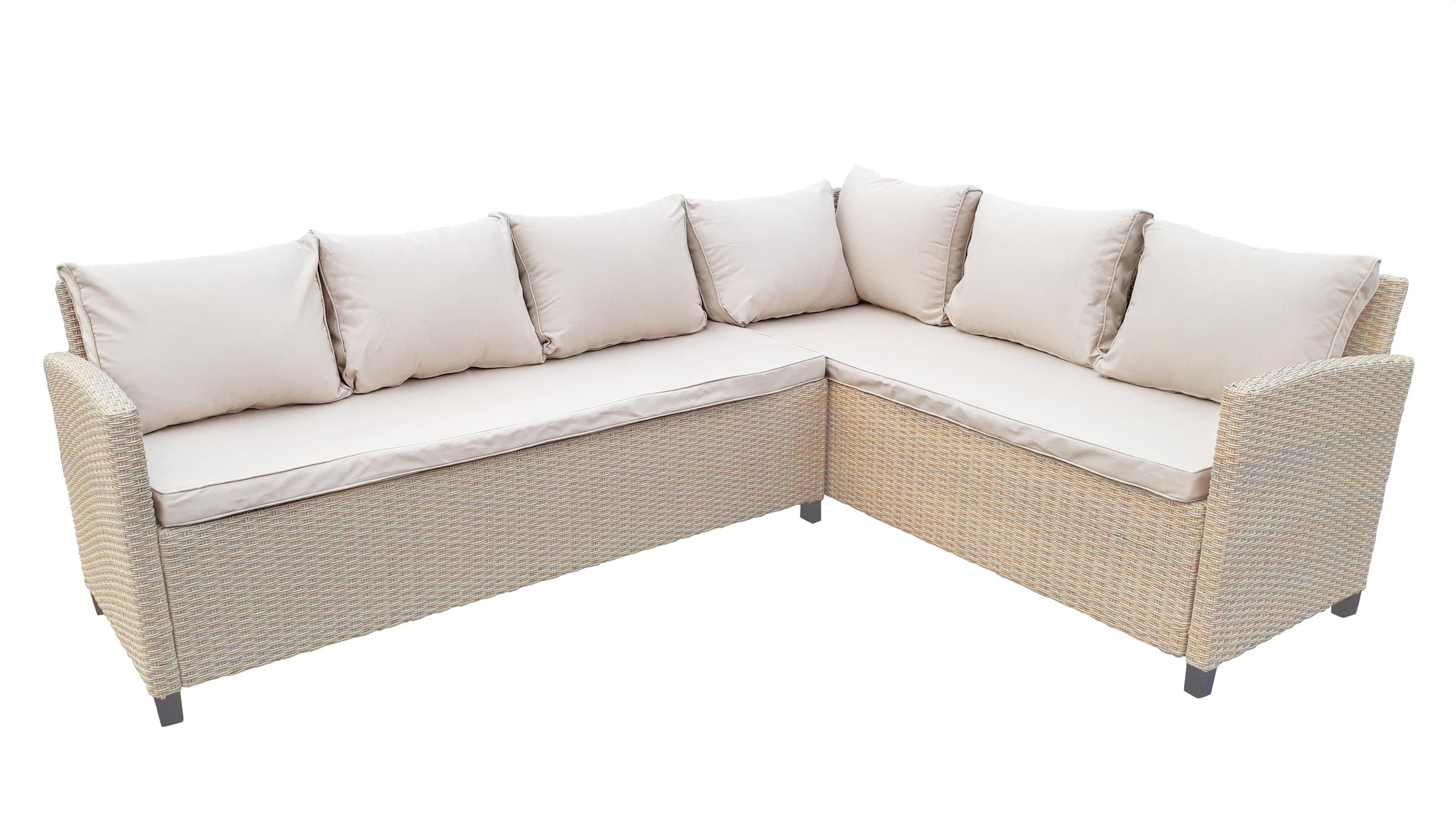 bellavista - Home&Garden® Gartenlounge-Set Gartenmöbel Set Rattan Ecklounge Madeira braun/beige, (Set, 6-tlg)