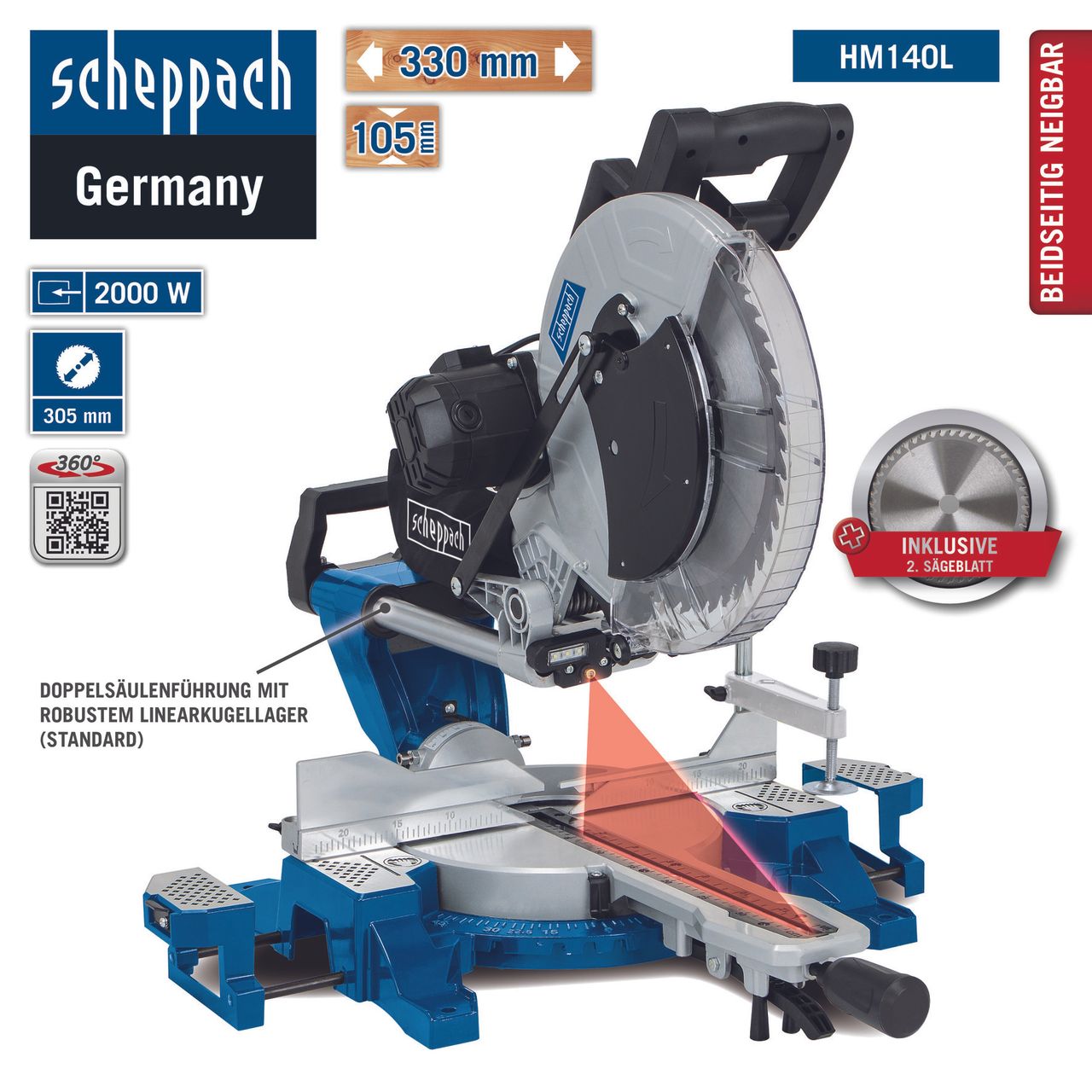 Scheppach Kapp-, Zug- und Gehrungssäge HM140L