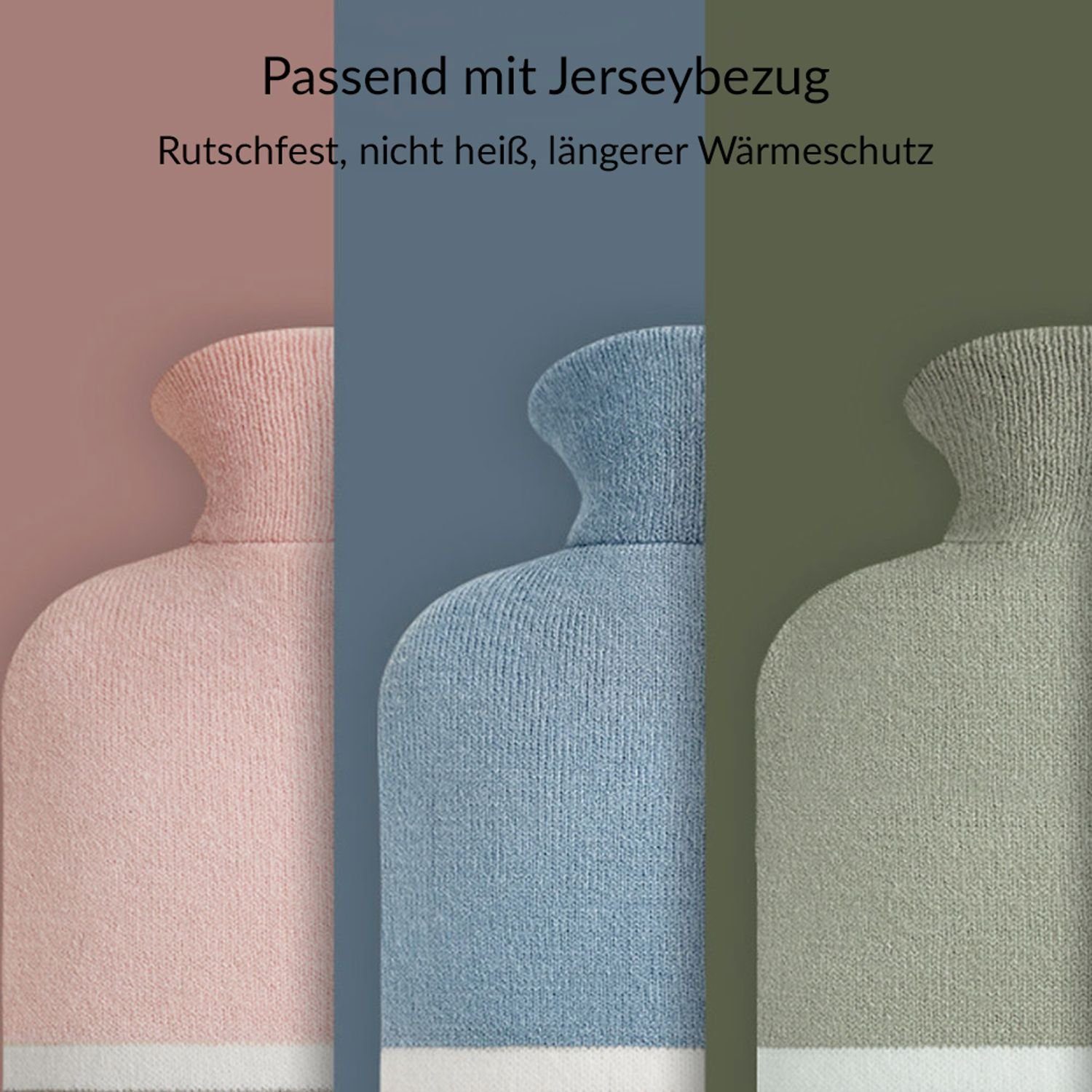 König Design Wärmflasche XXL Wärmeflasche weicher Stoff Bezug 2L Bettflasche Handwärmer, mit Strickbezug