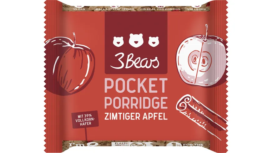 3Bears Pocket Porridge Zimtiger Apfel 55 g