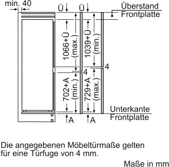 BOSCH Einbaukühlgefrierkombination 6 KIS86AFE0, 177,2 cm hoch, 55,8 cm breit