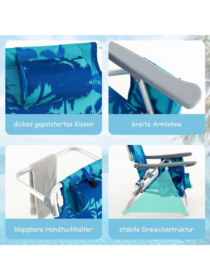 COSTWAY Strandstühle & Tisch Set in Dunkelblau günstig kaufen onesize