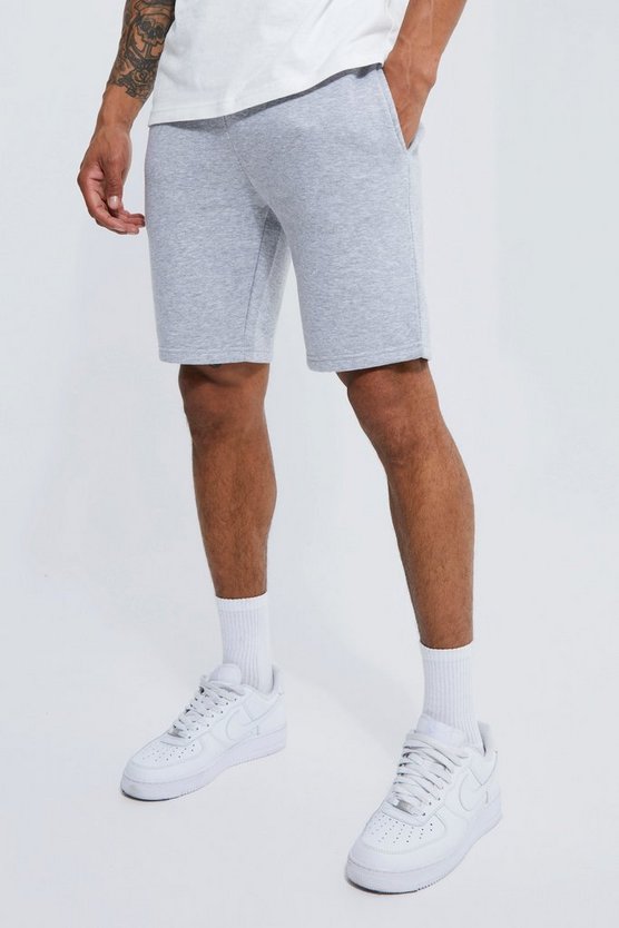 Mittellange Basic Slim-Fit Jersey-Shorts