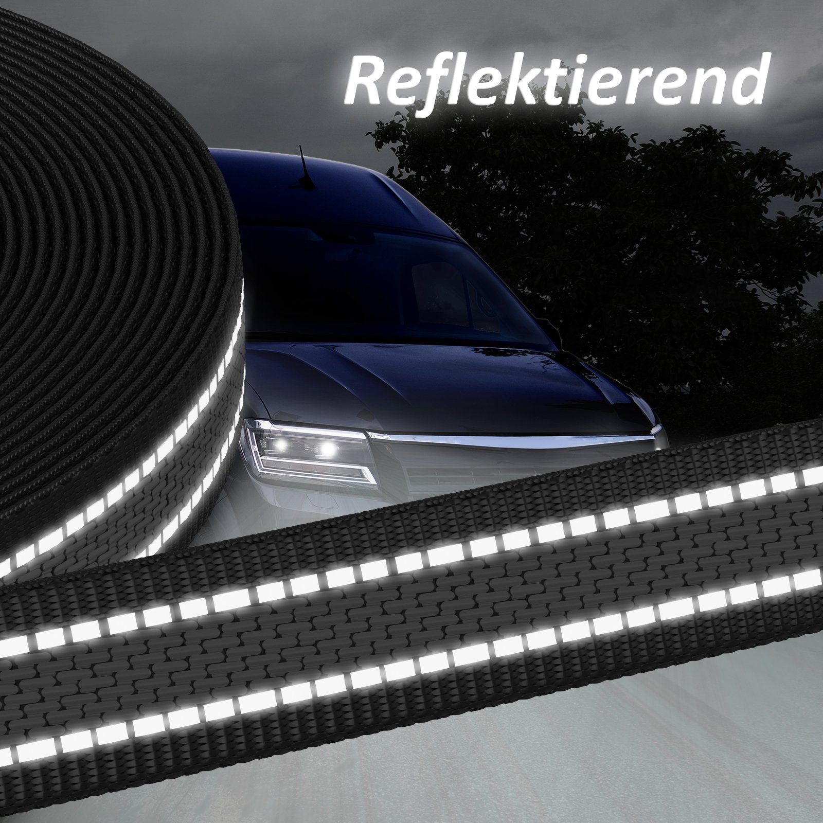 Wellgro Hundeleine Schleppleine für Hunde mit Handschlaufe Anti-Slip reflektierend