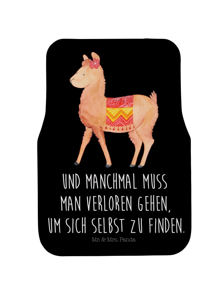 Mr. & Mrs. Panda Fahrer Autofußmatte Alpaka Stolz mit Spruch in Schwarz günstig kaufen onesize
