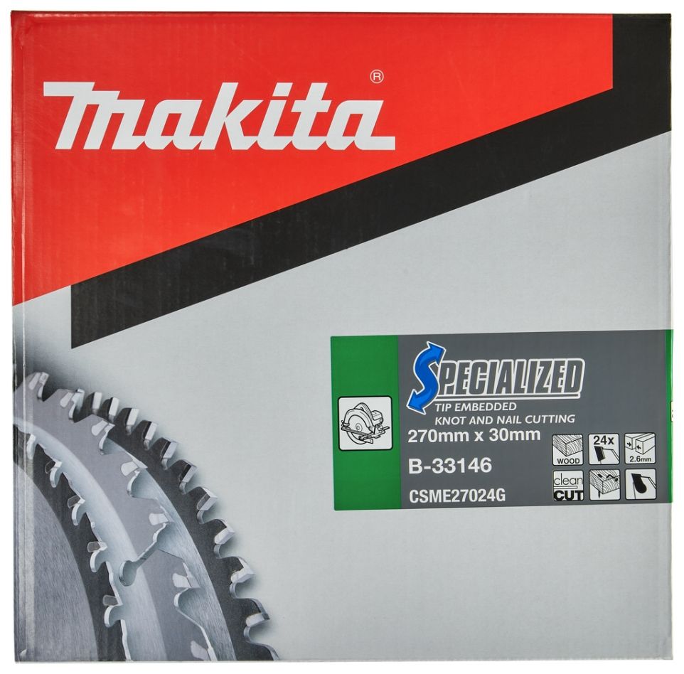 Makita Tilbehør B-33146 Specialiseret Træsavklinge 270 x 30 x 2,6 mm 24T